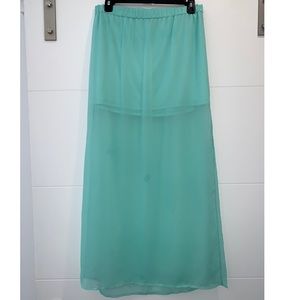 Teal, sheer maxi skirt